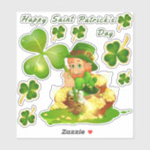 Stickers Transparent de la Saint Patrick Leprechau (Feuille)