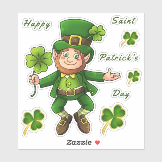 Stickers Transparent de la Saint Patrick Leprechau (Feuille)