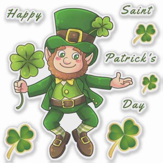 Stickers Transparent de la Saint Patrick Leprechau (Devant)