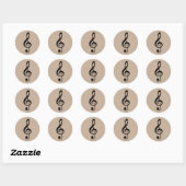 Stickers Treble Clef Mocha Round (Feuille)