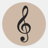 Stickers Treble Clef Mocha Round (Devant)
