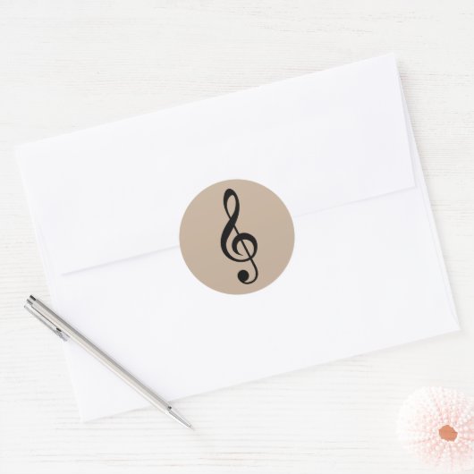 Stickers Treble Clef Mocha Round (Enveloppe)