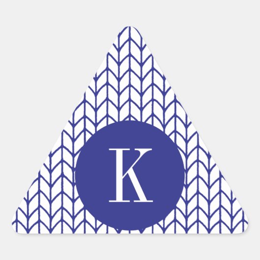 Stickers triangle KNIT LIGNE BLEUE + Initiale II (Devant)