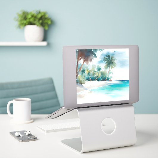 Stickers Tropical Beach Palm Tree (Ordinateur portable sur le bureau)