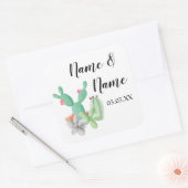 Stickers Trouwlabels Cactus Print Waterverf (Envelop)