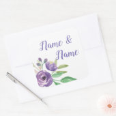 Stickers Trouwlabels Paarse bloemenbloem (Envelop)