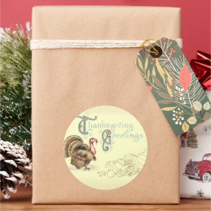 Stickers Turquie Thanksgiving carte postale vintag