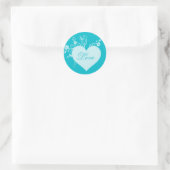 Stickers turquoise Aqua Heart et Roses Love (Sac)
