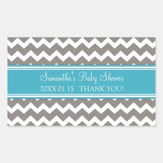 Stickers turquoise Baby shower Chevron gris Favori (Devant)