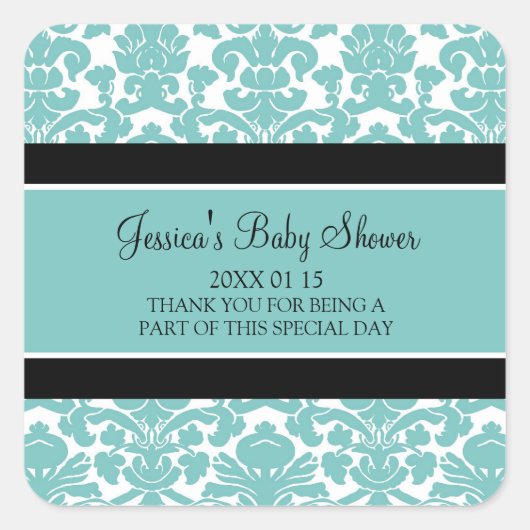 Stickers turquoise Baby shower Damas Favoriser (Devant)