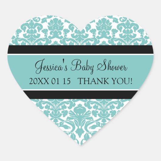 Stickers turquoise Baby shower Damas Favoriser (Devant)