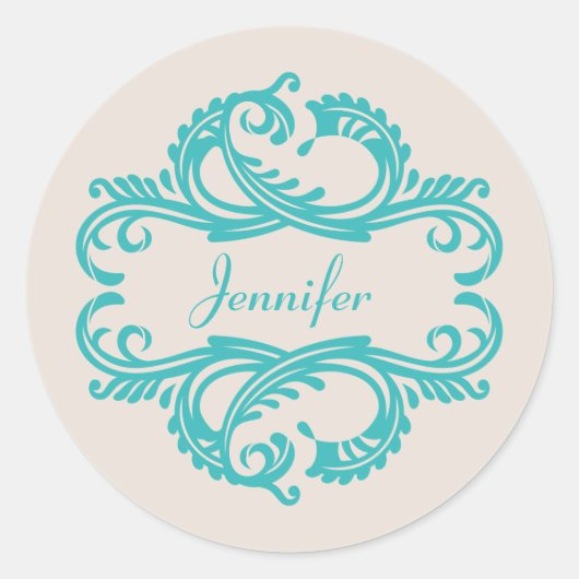 Stickers turquoise Chic Damask (Devant)