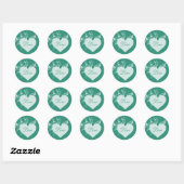 Stickers turquoise Coeur Vert et Roses Amour (Feuille)