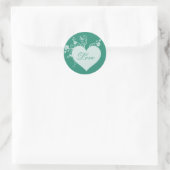 Stickers turquoise Coeur Vert et Roses Amour (Sac)