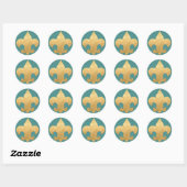 Stickers Turquoise & Gold Fleur De Lis (Feuille)