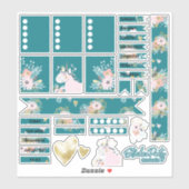 Stickers turquoise & Gold Magique Unicorn Chic Pla (Feuille)