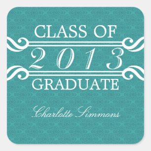 Stickers turquoise Vintage Damask 2013 Graduation