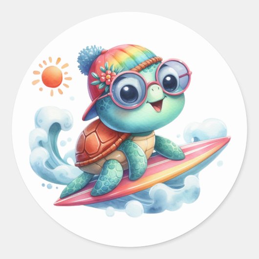 Stickers Tutle de surf mignon (Devant)