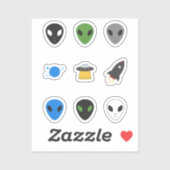 Stickers UFO & Alien Set (Feuille)