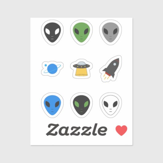 Stickers UFO & Alien Set (Feuille)