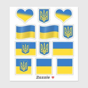 Stickers Ukraine, Drapeau ukrainien, Tryzub / Coeu