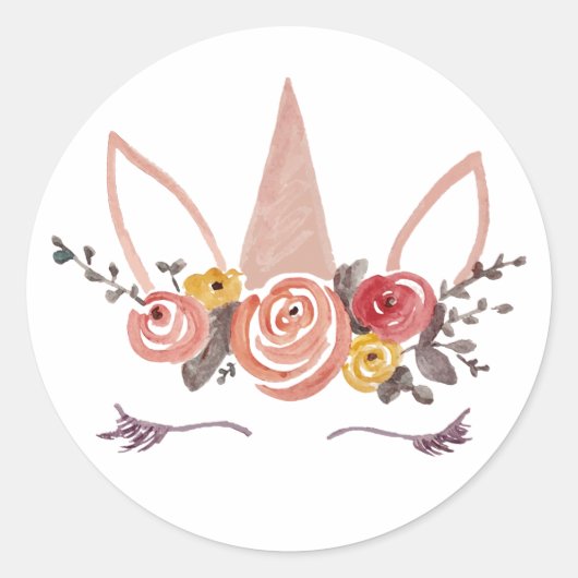 Stickers Unicorn Flower Crown joyeuse fête d'anniv (Devant)