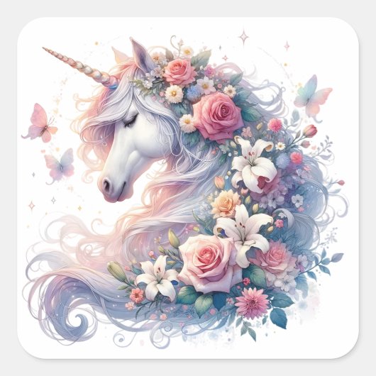 Stickers Unicorne aquarelle (Devant)