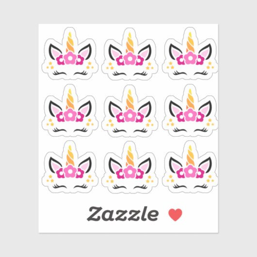 Stickers Unicorne Drôle Et Mignonne (Feuille)