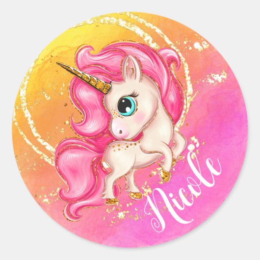 Stickers Unicorne Personnalisés (Devant)