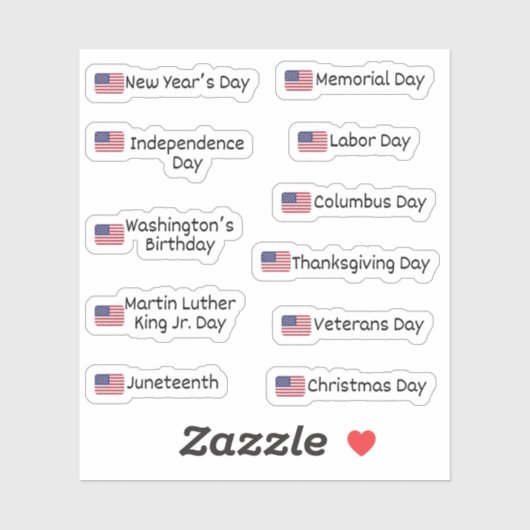 Stickers US Holidays pour Calendrier et Planificat (Feuille)