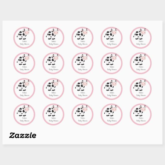 Stickers Vache Pois rose (Feuille)