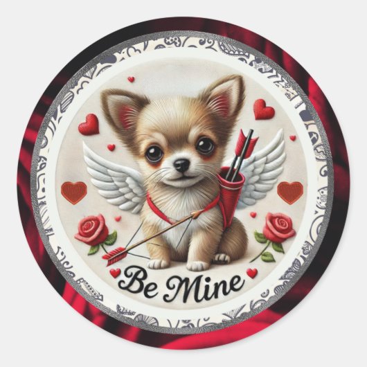 Stickers Valentine Angel Chihuahua - Soyez à moi (Devant)