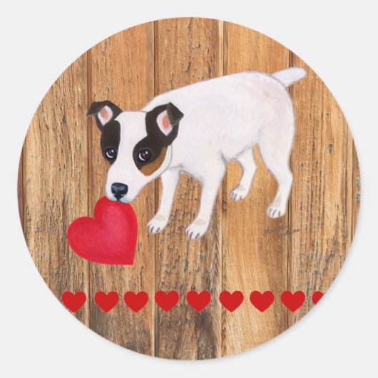 Stickers Valentine Jack Russell Terrier Bois (Devant)