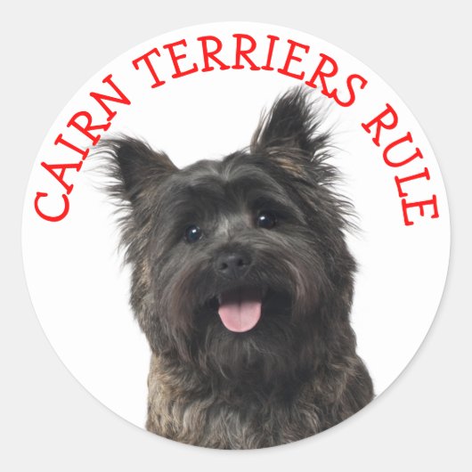 Stickers van Cairn Terrier Puppy Dog "CAIRNS RULE" (Voorkant)