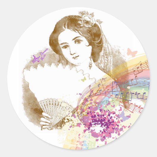 Stickers van de  Fan Lady Classic Round (Voorkant)