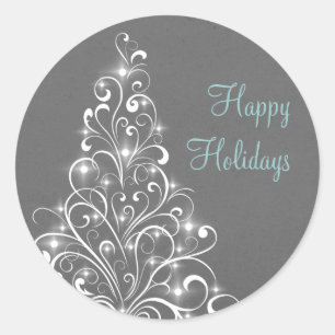 Stickers van de sparkly-vakantieboom, grijs