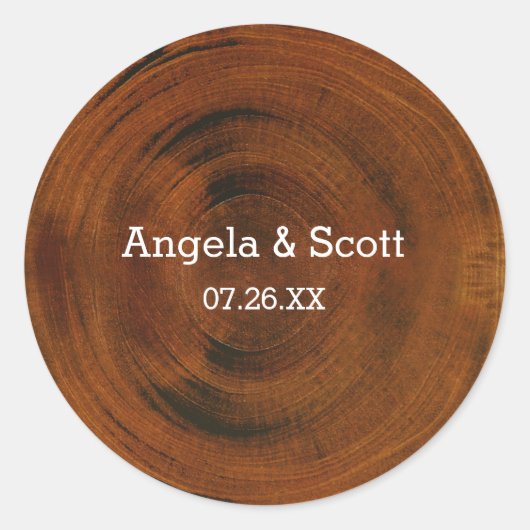 Stickers van de Woodenboomstam Rustic Wedparty (Voorkant)