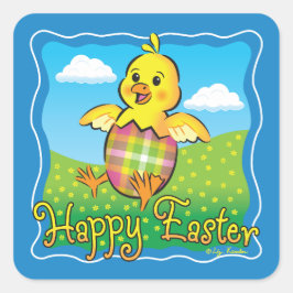 Stickers van Easter Chick Square