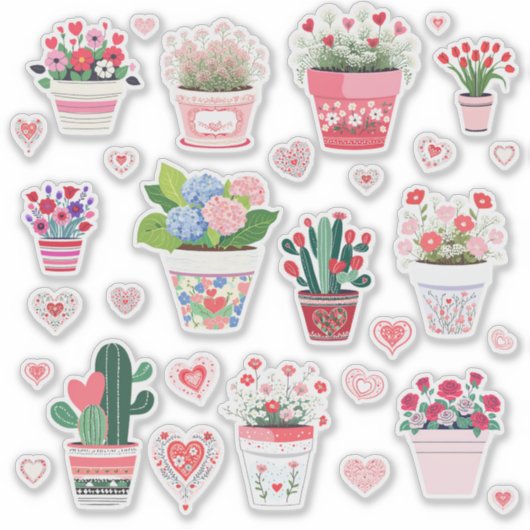 Stickers van Flower Pot Valentijns (Voorkant)