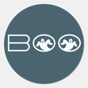 Stickers van Ghovormig Boo Halloween, blauw en wit