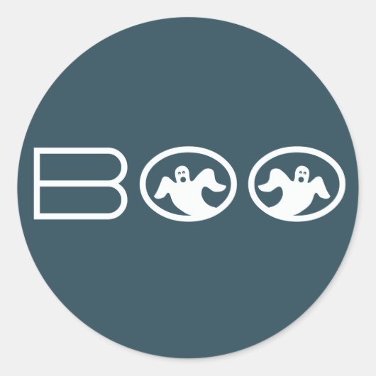 Stickers van Ghovormig Boo Halloween, blauw en wit (Voorkant)