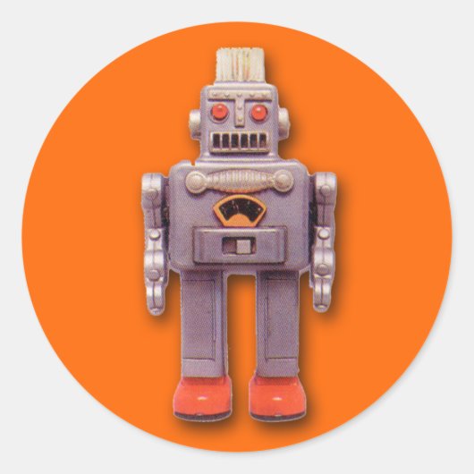 Stickers van grijze Speelgoed robot (blad van 6) (Voorkant)