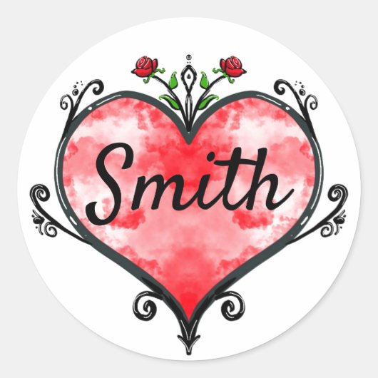 Stickers van het hart, met naam (Voorkant)