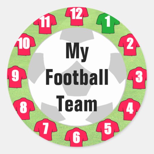 Stickers van het Team van de football met Rode Shi (Voorkant)