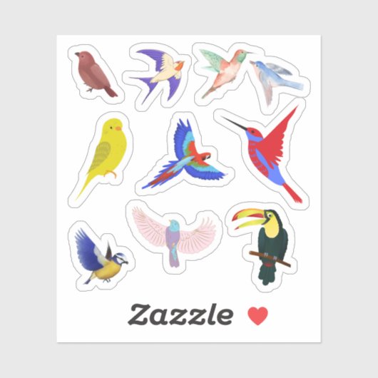 Stickers van kleurrijke vogels (Vel)