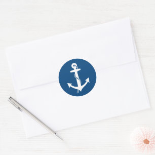 Stickers van marineblauw en witte anchor