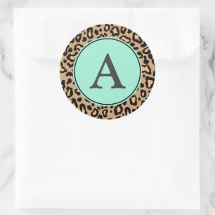 Stickers van Monogram Leopard Pattern