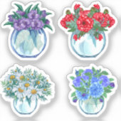 Stickers Vases Verre Floral (Recto)
