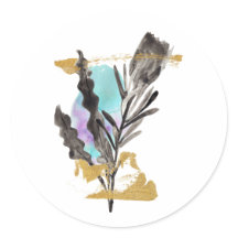 Stickers verpakking met Protea bloem en gouden ele