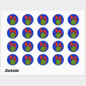 Stickers vertes avec points rouges Ornement Bleu d (Feuille)